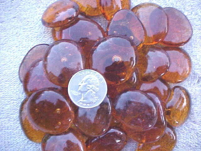 20 amber JUMBO GLASS GEMS, WAFER, MOSIAC TILES $12.99 POST PAID W17