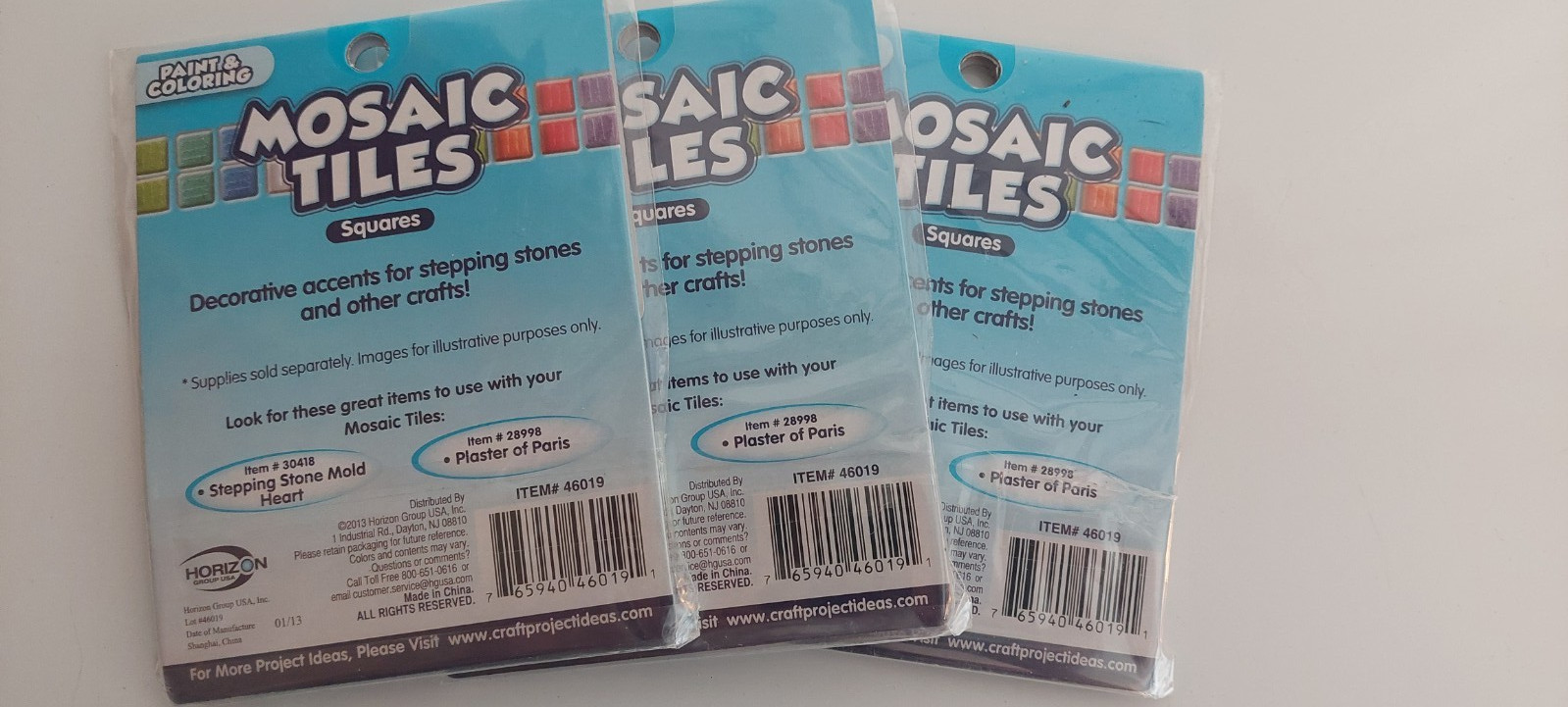 Lot Of 3 Packs of 56 Mosaic Tiles Squares Art Projects by Horizon Group USA New