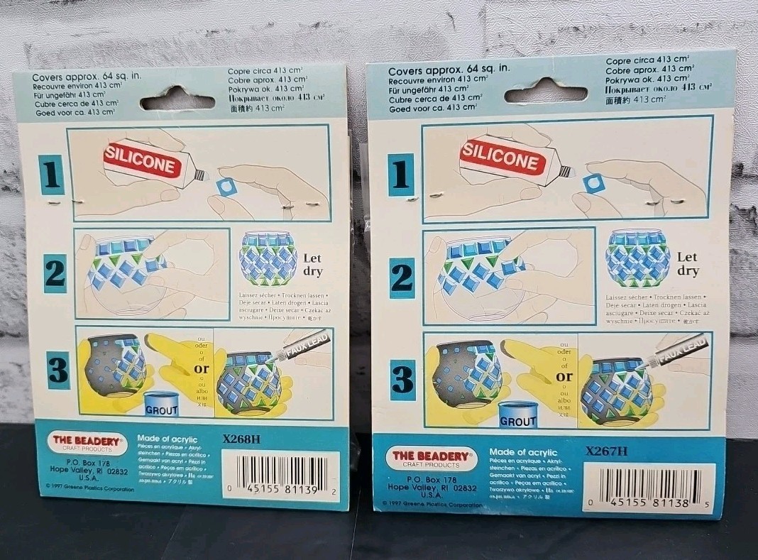 New Lot Of 8 The Beadery Clearly Mosaics Grout And Mosaic Tiles Craft Set