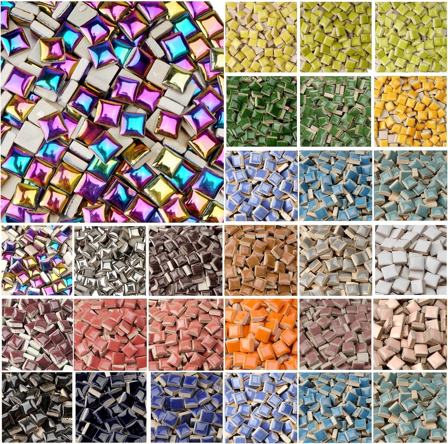 Gold Ceramic Mosaic Tiles for Crafts Bulk, 12mm Square Small Ceramic Tiles fo…