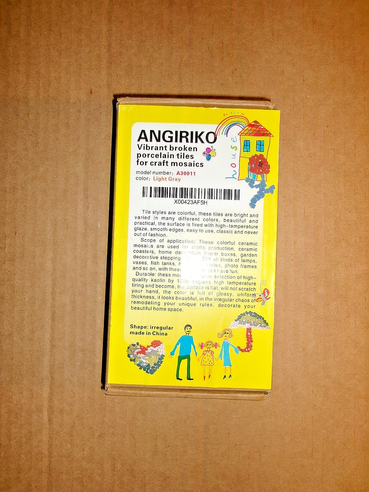 ANGIRIKO irregular broken Light Gray porcelain tiles for craft mosaics A30011