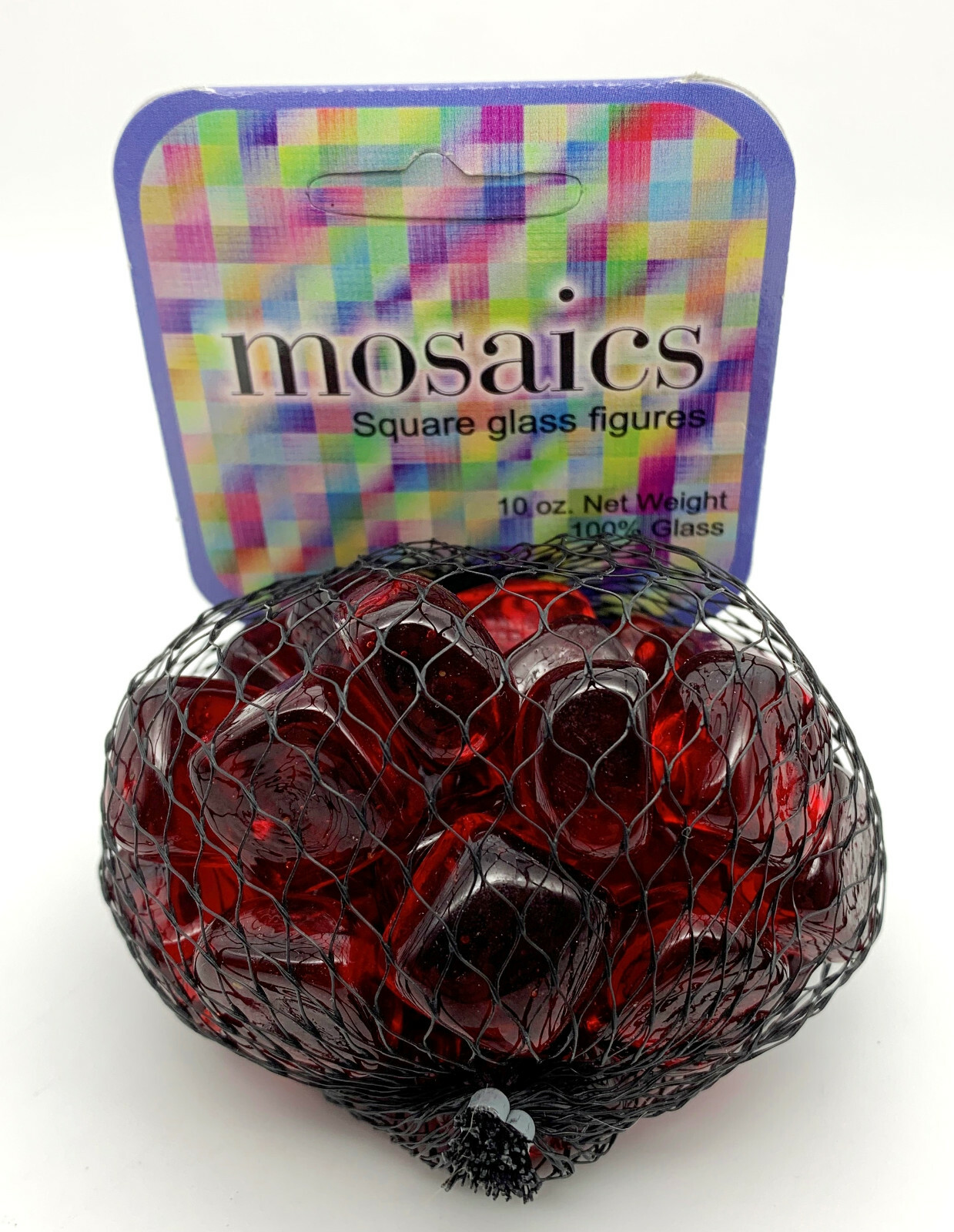 3/4″ Scarlet Red Square Transparent Flat Glass Gems Mega Marbles Vacor Net Bags