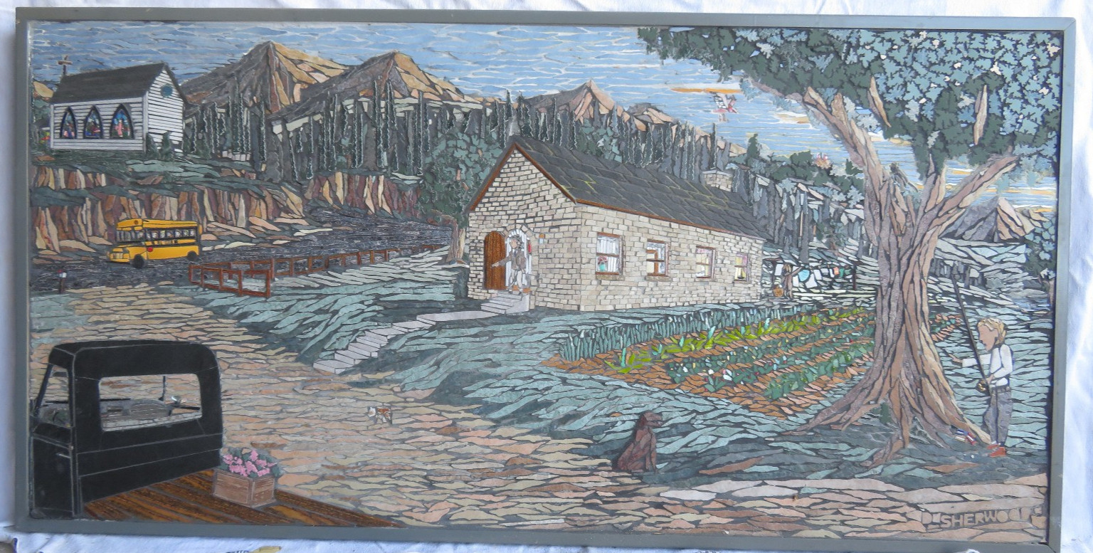 Original Custom one of a kind Tile Mosaic 24h x 48w Plying Hookie from School