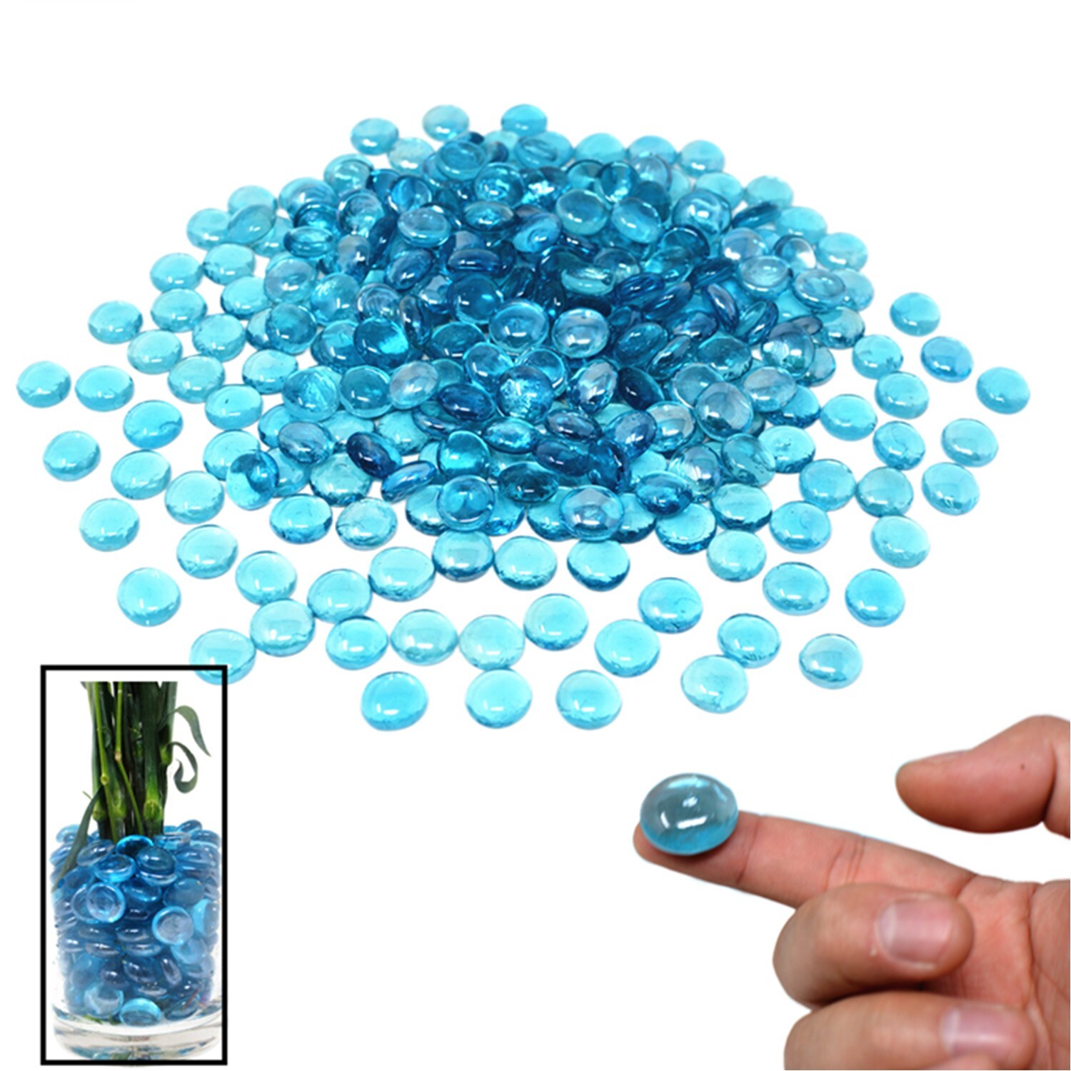 1200 Pcs Ocean Blue Glass Gems, Pebbles, Mosaic Tiles, Marble Vase Filler (12LB)