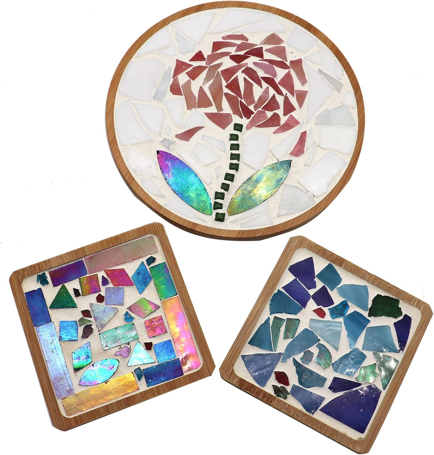 White Series Irregular Glass Mosaic Tiles for Art Crafts, 9Oz Value Pack Mosaic