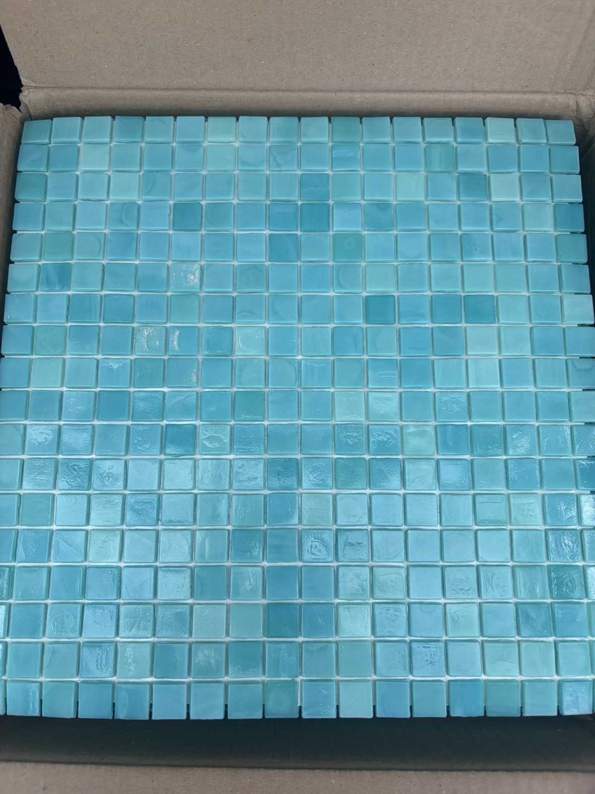 SICIS Italian Glass Mosaic Tile Sheet Aqua Blue 15×15 Made in Ravenna
