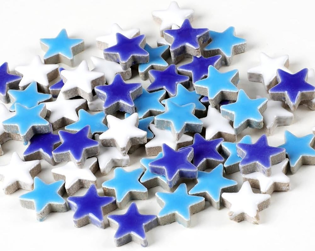 170G Ceramic Mosaic Tiles Pieces, Heart Star Oval round Flower Shape Mosaics for