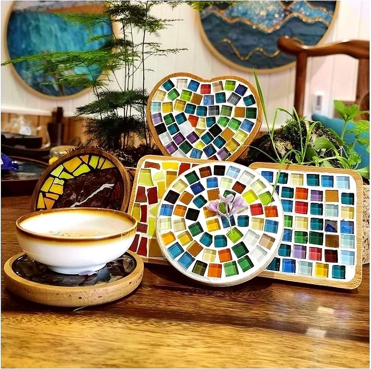 Vibrant Light Blue Square Mosaic Tiles – Perfect for Handmade Crafts & Gifts