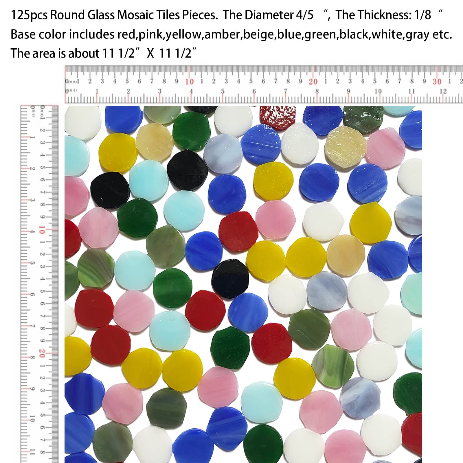 4/5″ Magic Iridescent Round Circle Glass Mosaic Tiles for Crafts 125 Pieces, …