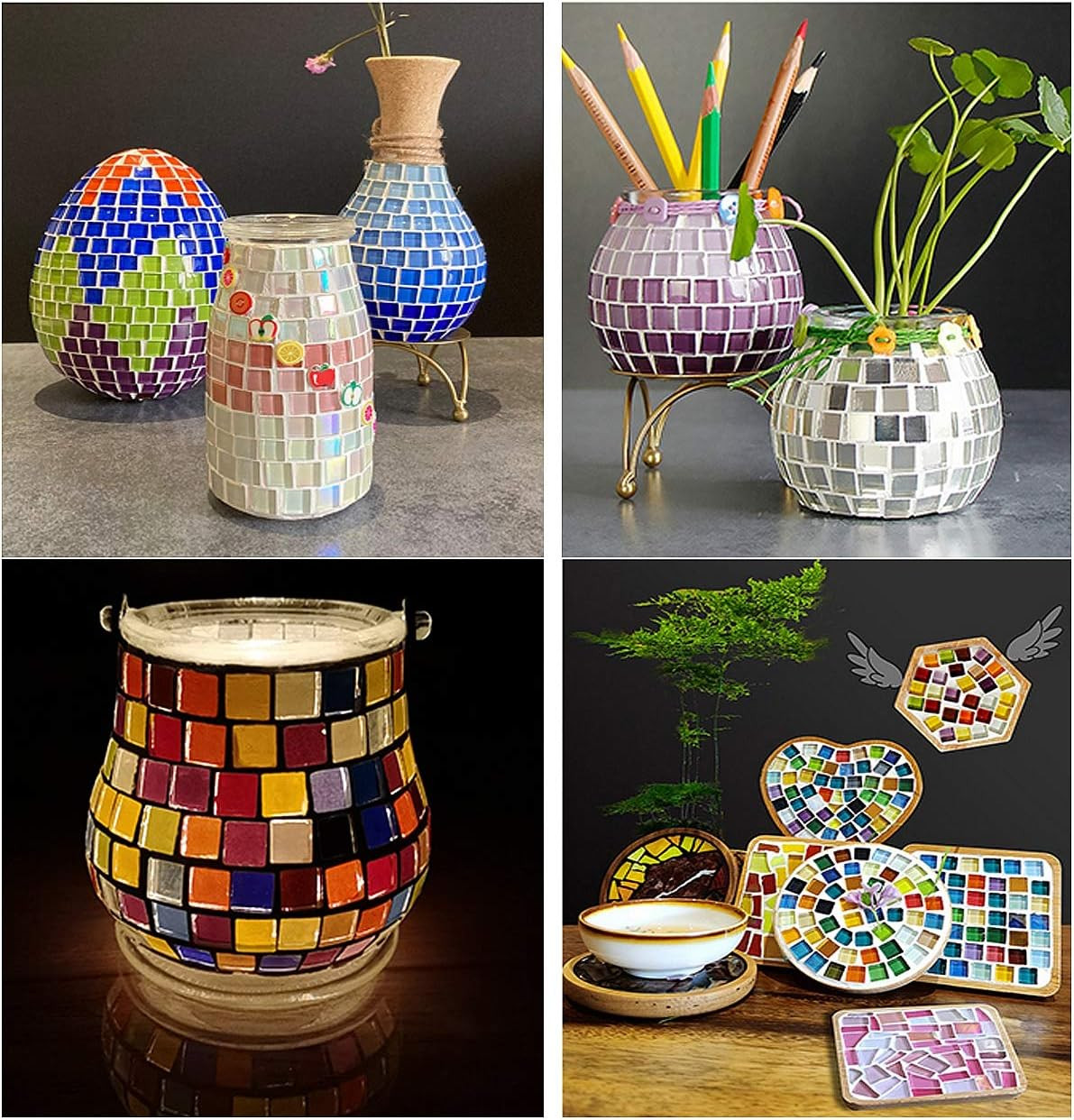100 Pieces Bulk Mosaic Tiles Assorted Color Opaque Mosaic Glass Crafts Supplies