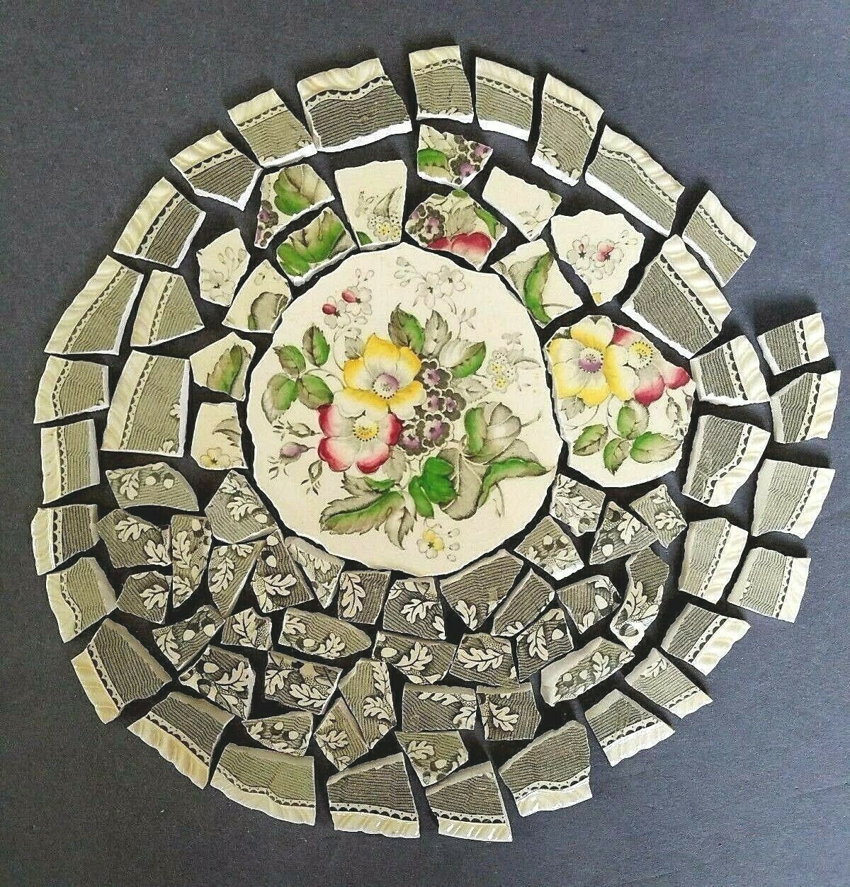 Vtg Shabby Chic Floral Focals + 247 Mosaic Tiles ~ Ridgways Devon Ware