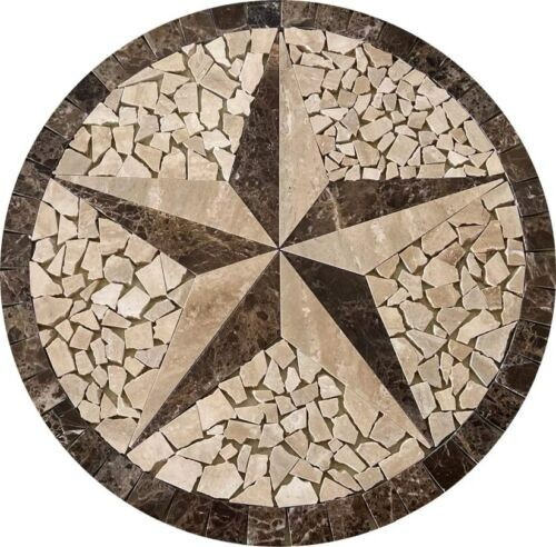 Floor Marble Medallion Mosaic Texas Star 32”x32”
