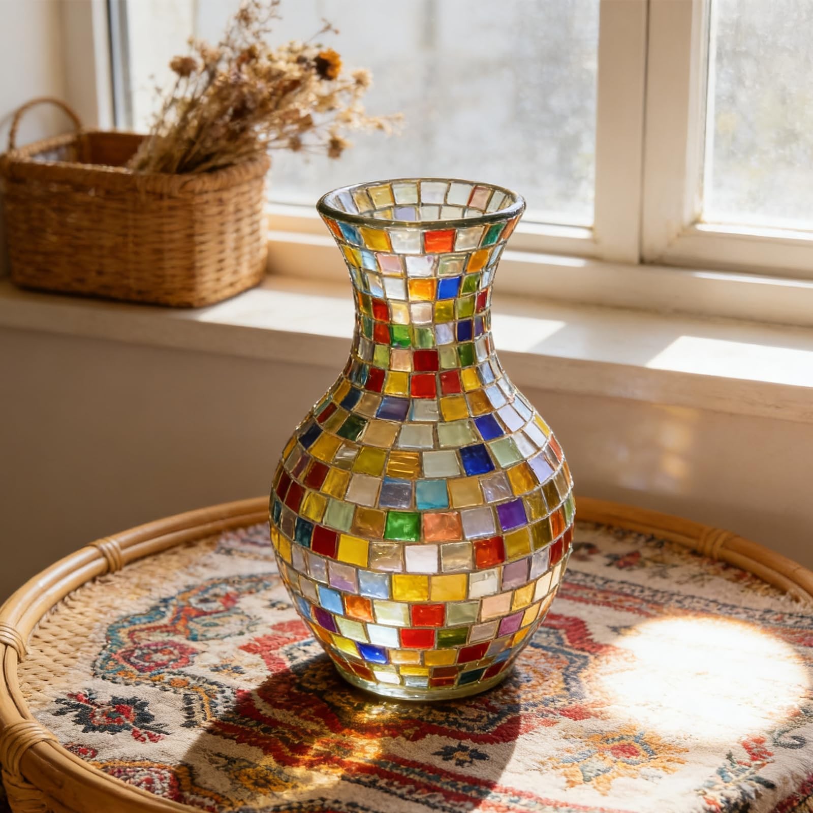 Dqwtb 2.2 Pounds Mixed Glass Mosaic Tiles 1100pcs Stained Glass Pieces for Sq…