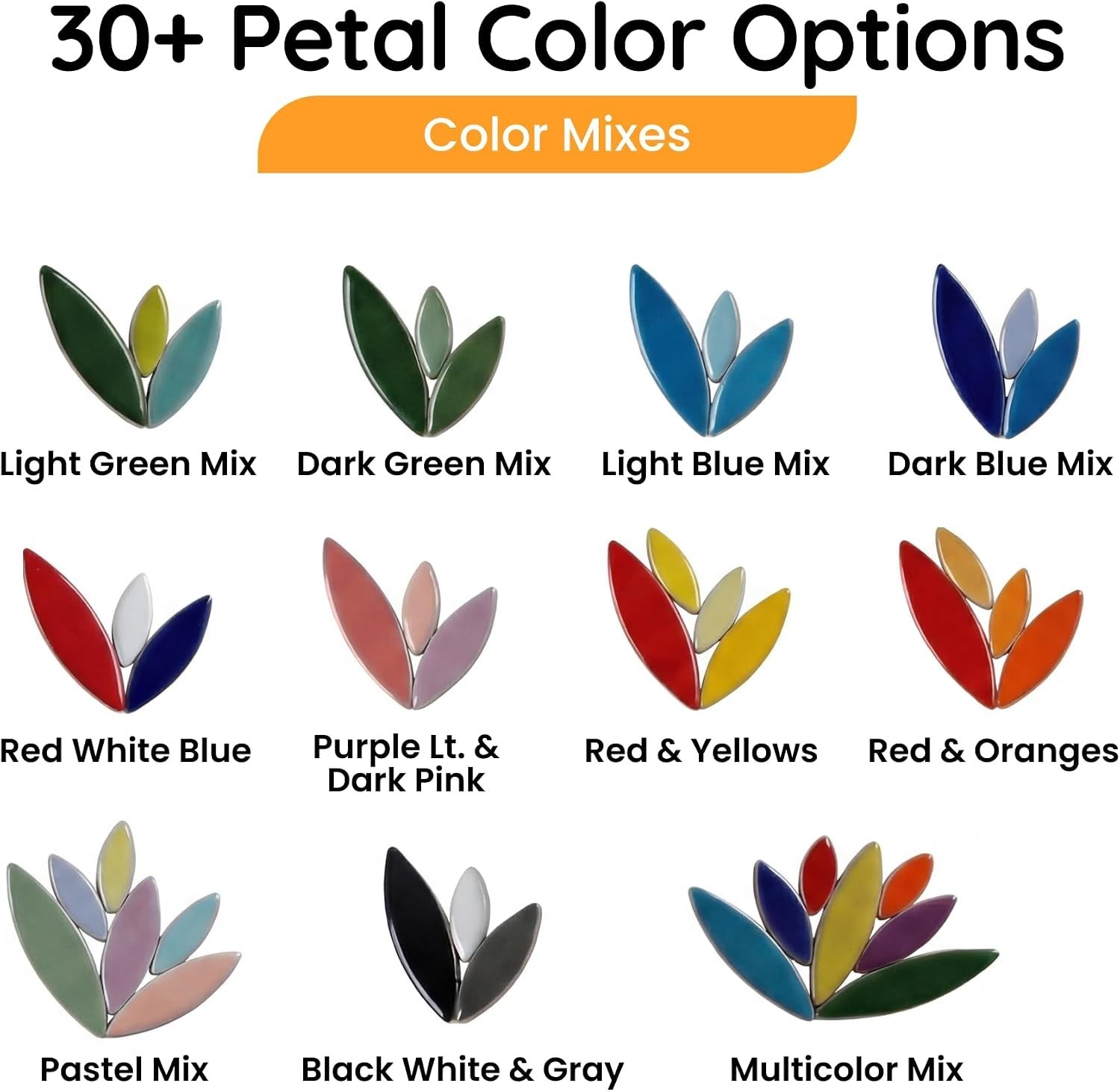 DIY Petal Mosaic Tiles – Glazed Ceramic Tiles in 39 Colors for Craft Projects