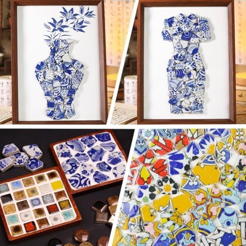 1 Box 200G Broken Porcelain Tiles Irregular China Mosaic Tiles Blue and White Po