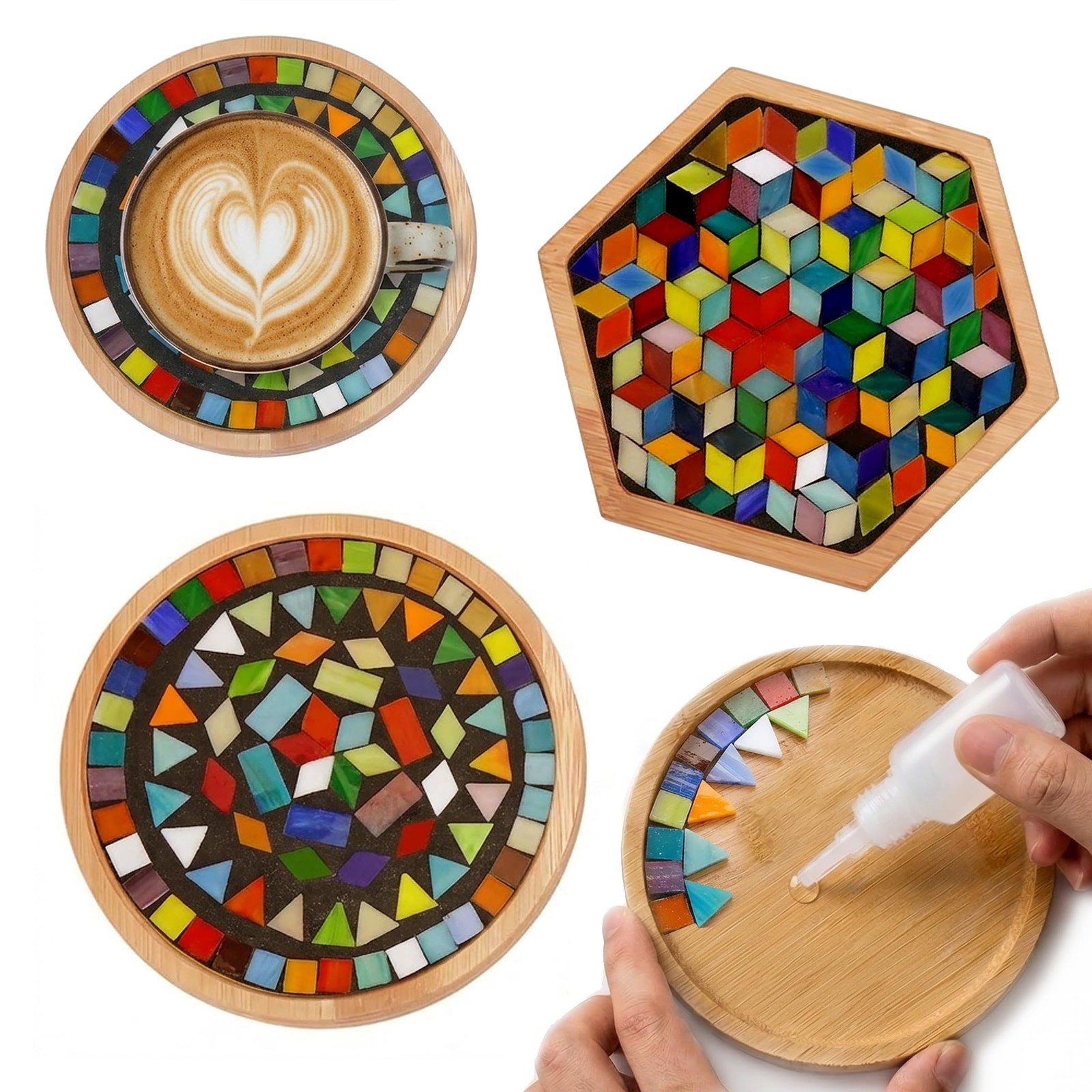 DIY Mosaic Tiles Crafts Kits for Adults, Mixed Stained Glass Mosaic Kit with …