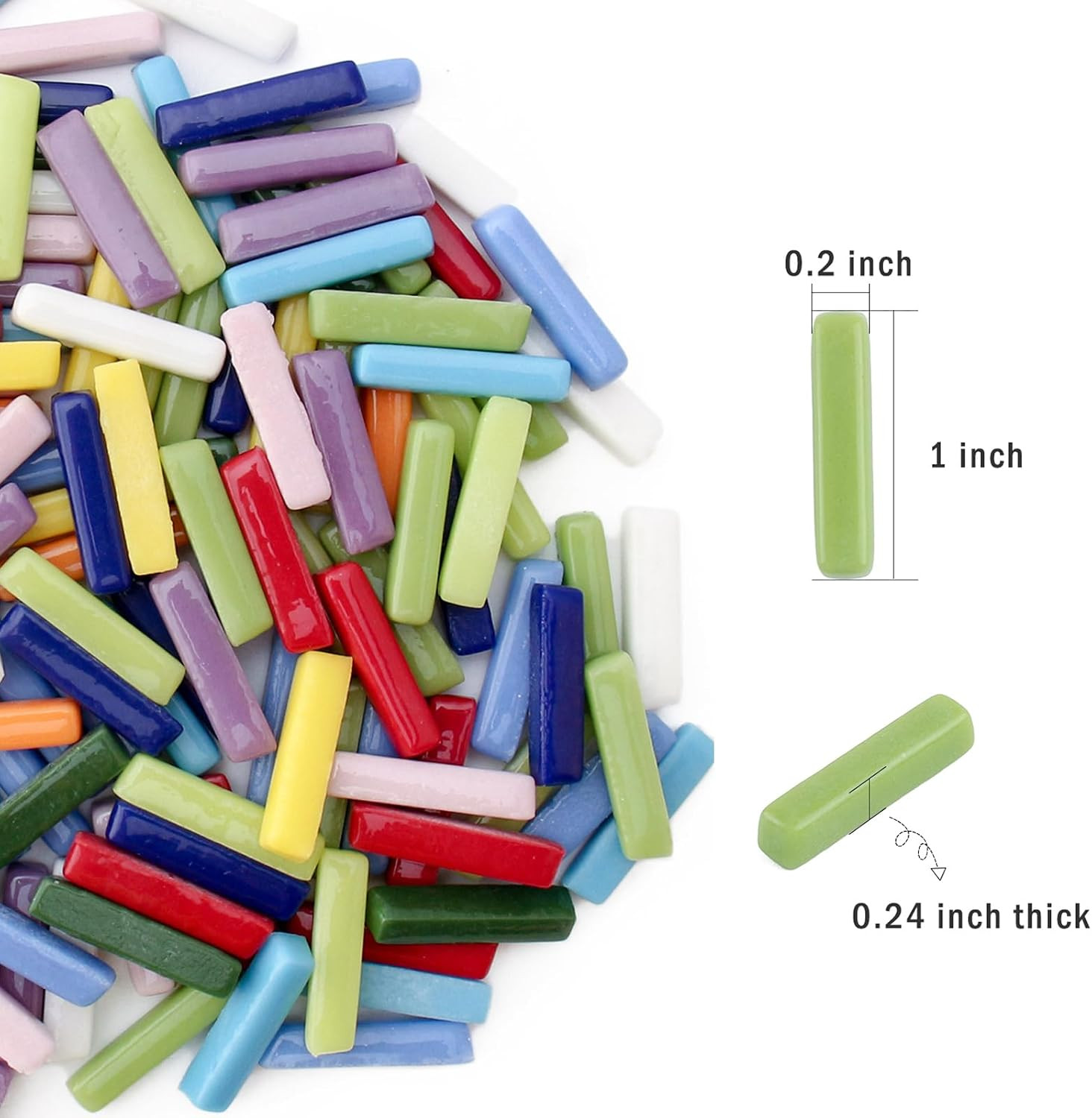 Strip Glass Mosaic Tiles for Crafts 228g, Multi Color Bulk DIY Pieces