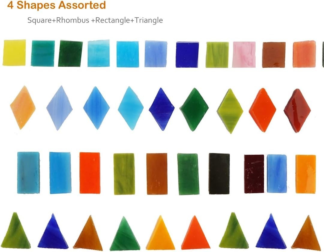 Colorful Mixed Shapes Glass Mosaic Tiles 1050 PCs – For Unique Crafting
