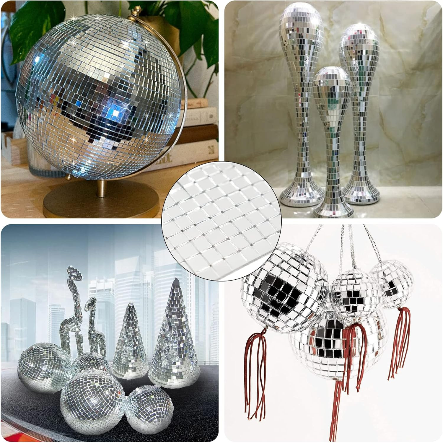 10800 Pcs Self Adhesive Mosaic Tiles, 5 X 5 Mm Square Disco Ball Mirror Tiles S