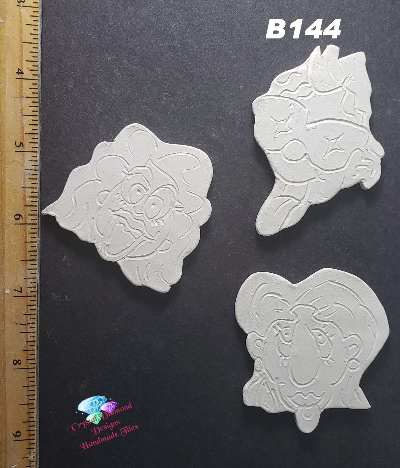 Bisqueware – Kiln Fired Handmade Tiles – Funny Faces – Fairies Group 1