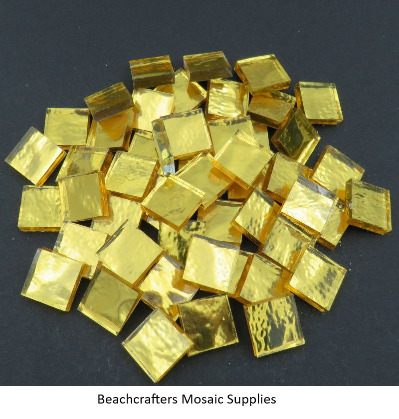 GOLD MIRROR Glass Mosaic Tile Pieces – 25 tiles – 15 mm x 4 mm