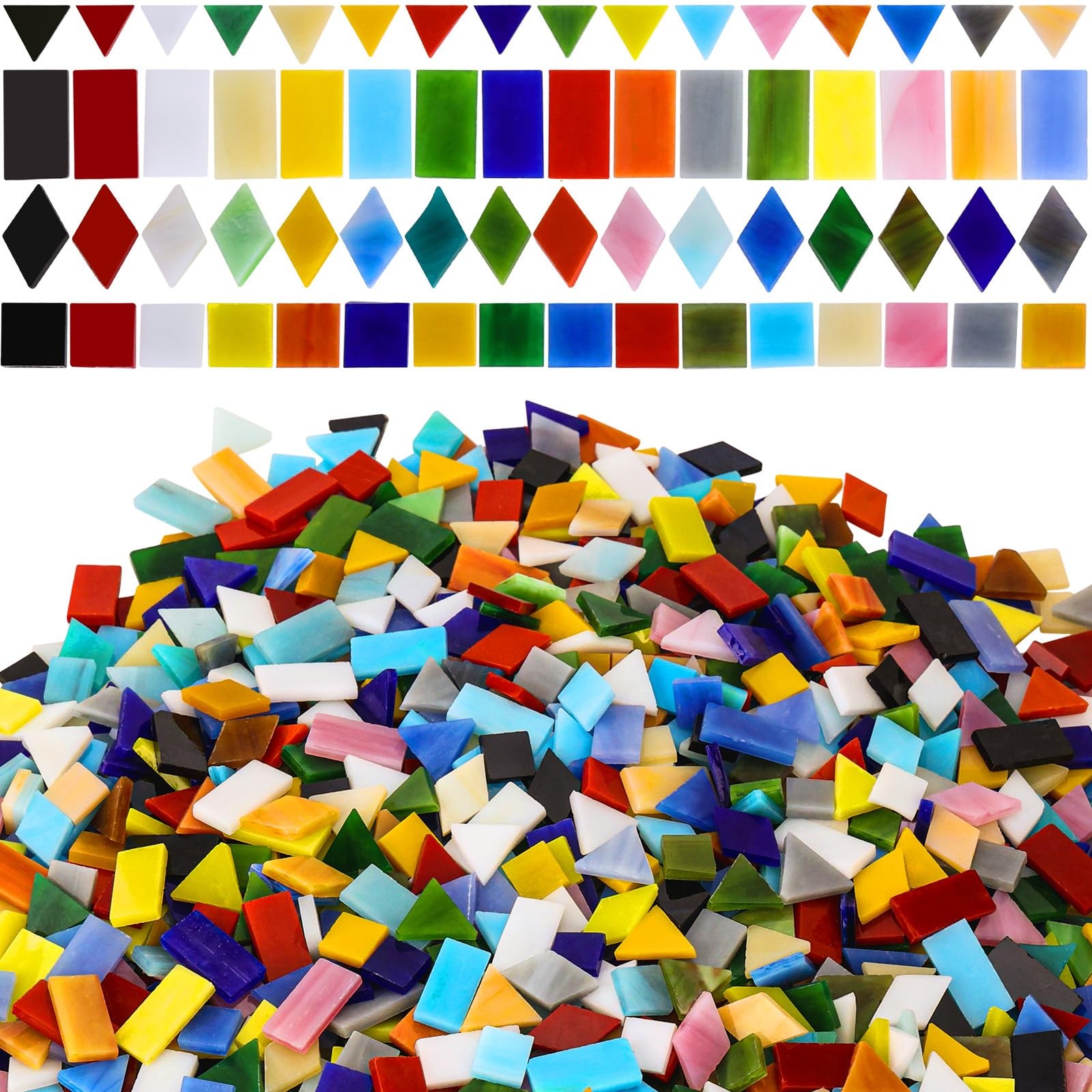 2400 Pcs Mosaic Tiles, Glass Mosaic Tiles for Crafts Bulk, Assorted Color Sta…