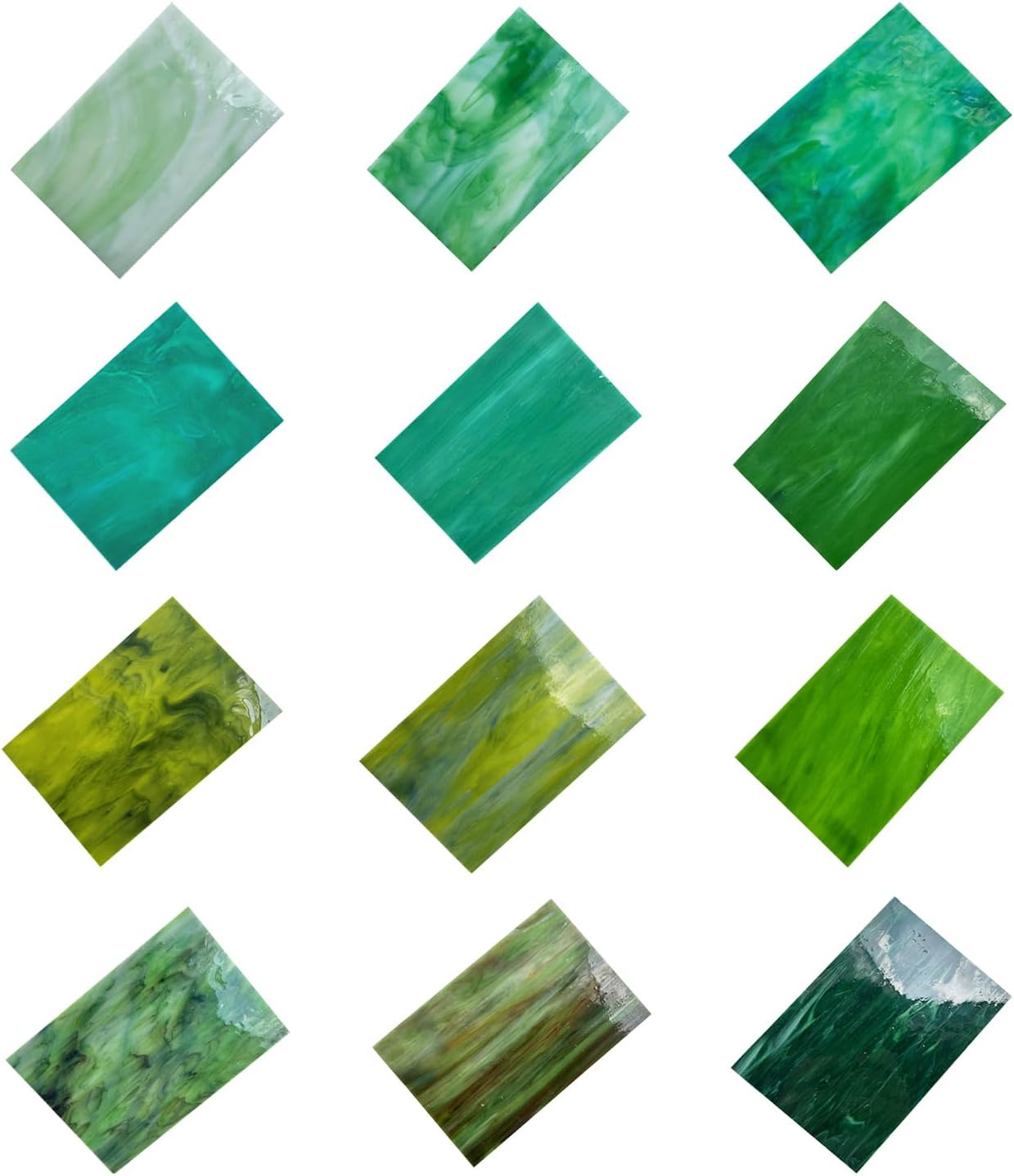 Varlart Cathedral Glass Sheets, 12-Piece Assorted Color Pack, 4X6Inch | for Sunc