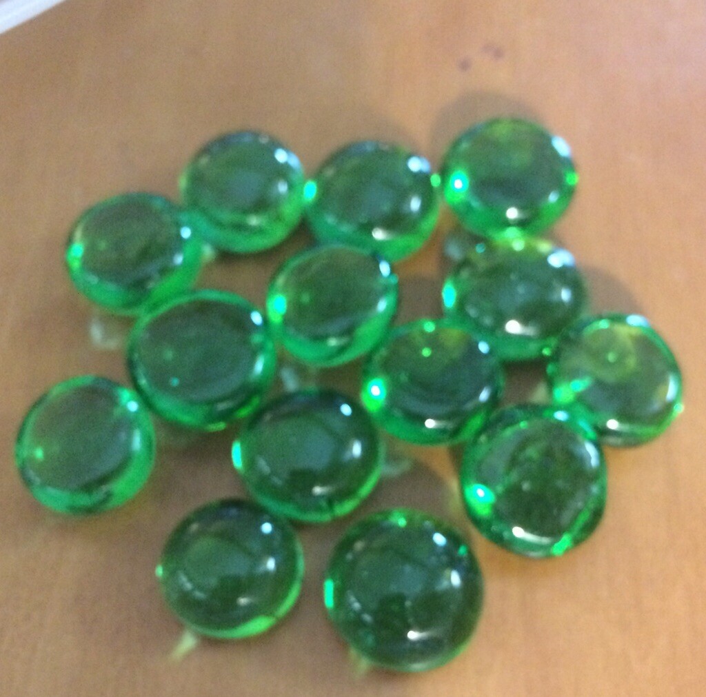 Over 3 Lbs Of Green Flat Bottom Glass Marbles