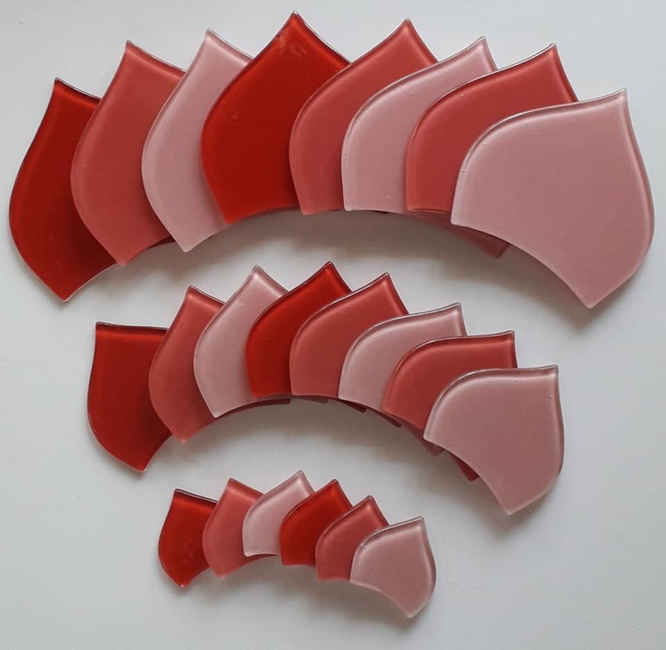 Mosaic Glass Tiles for crafts. MANDALA 30PCS. 3 Sizes. 11 colors. PREMIUN QLT.