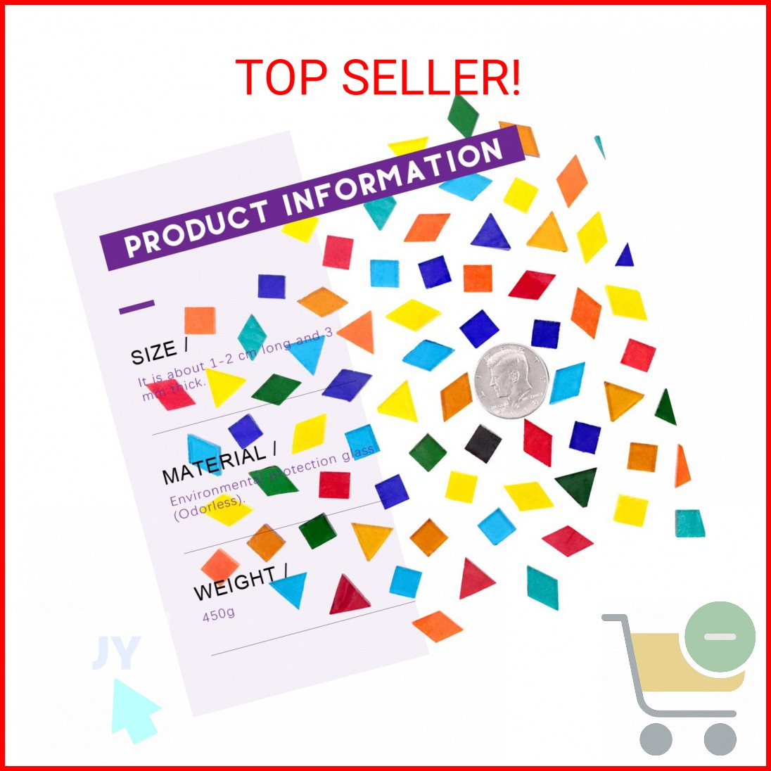 Swpeet 1 Pound Mosaic Tiles Mixed Color and Shapes Mosaic Glass Pieces with Orga