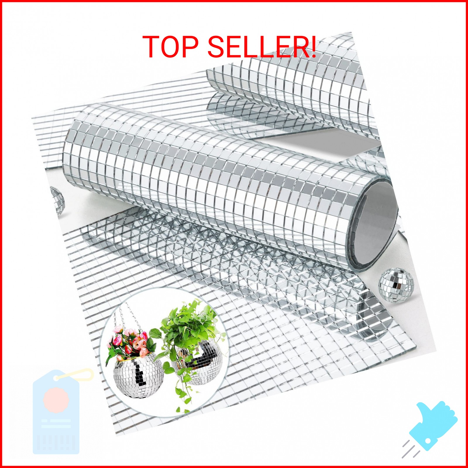 5400pcs Mirror Mosaic Tiles, 5 x 5mm Self-Adhesive Disco Tiles, Square Mirror Di