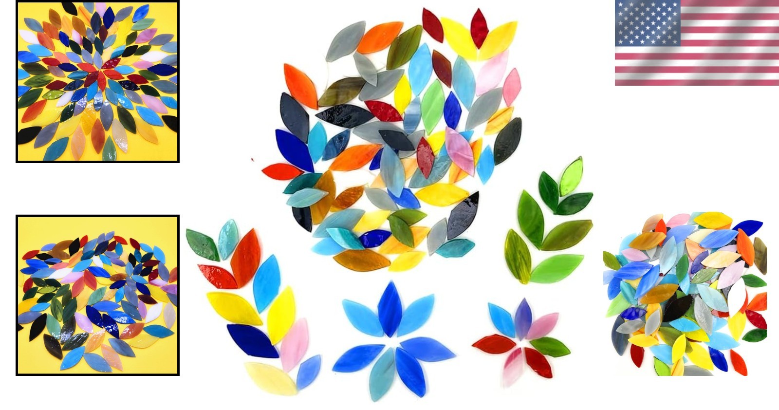 Vibrant 100-Piece Glass Petal Mosaic Tiles – Perfect for Home Decor Projects