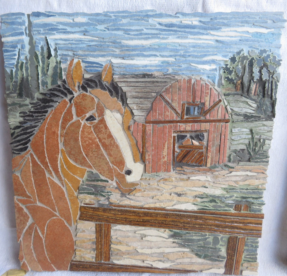 Original Custom one of a kind Tile Mosaic 12w x 12h Horse farm