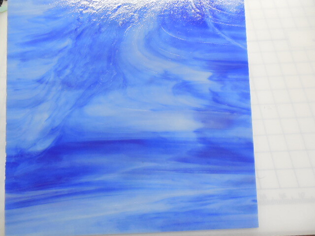 Blue Wave Wispy Opal 4×7 Stained Glass SHEETS OR 110 Mosaic Tiles