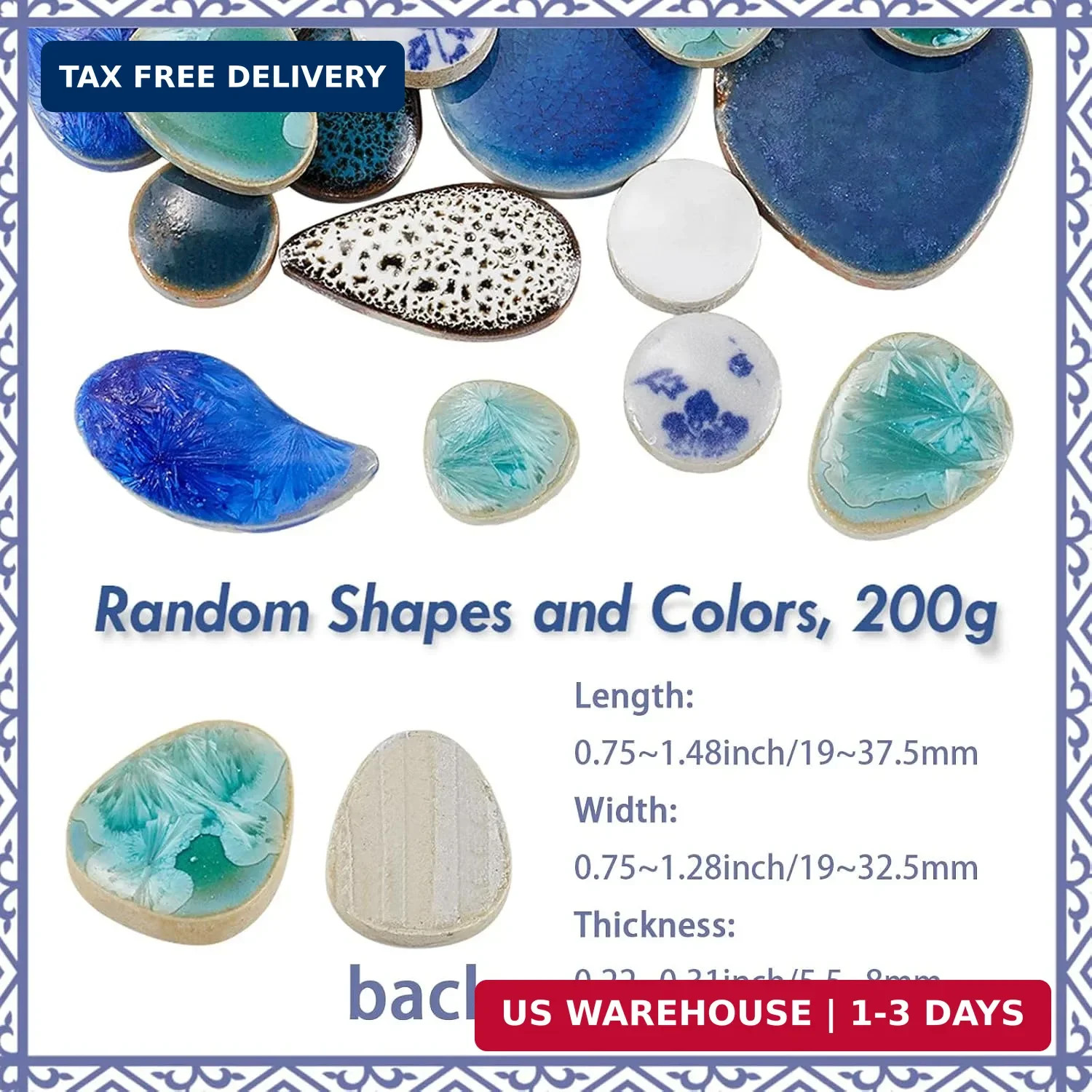 1 Box Broken Ceramic Tile Irregular Mosaic Tiles Bulk Mixed Shapes Colorful Porc
