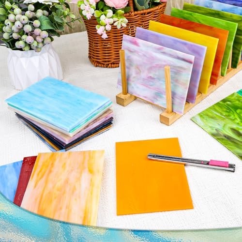 36 Sheets Opaque Stained Glass Variety Pack – 4×6 Inch Mosaic Tiles for Crafts