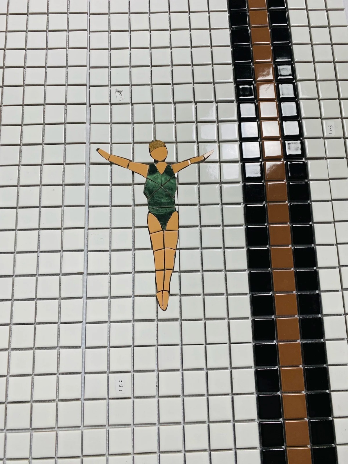 Handmade Custom Swimmers Mosaic Tile Floor – Hand-Cut Poolside & Bathroom Mosaic