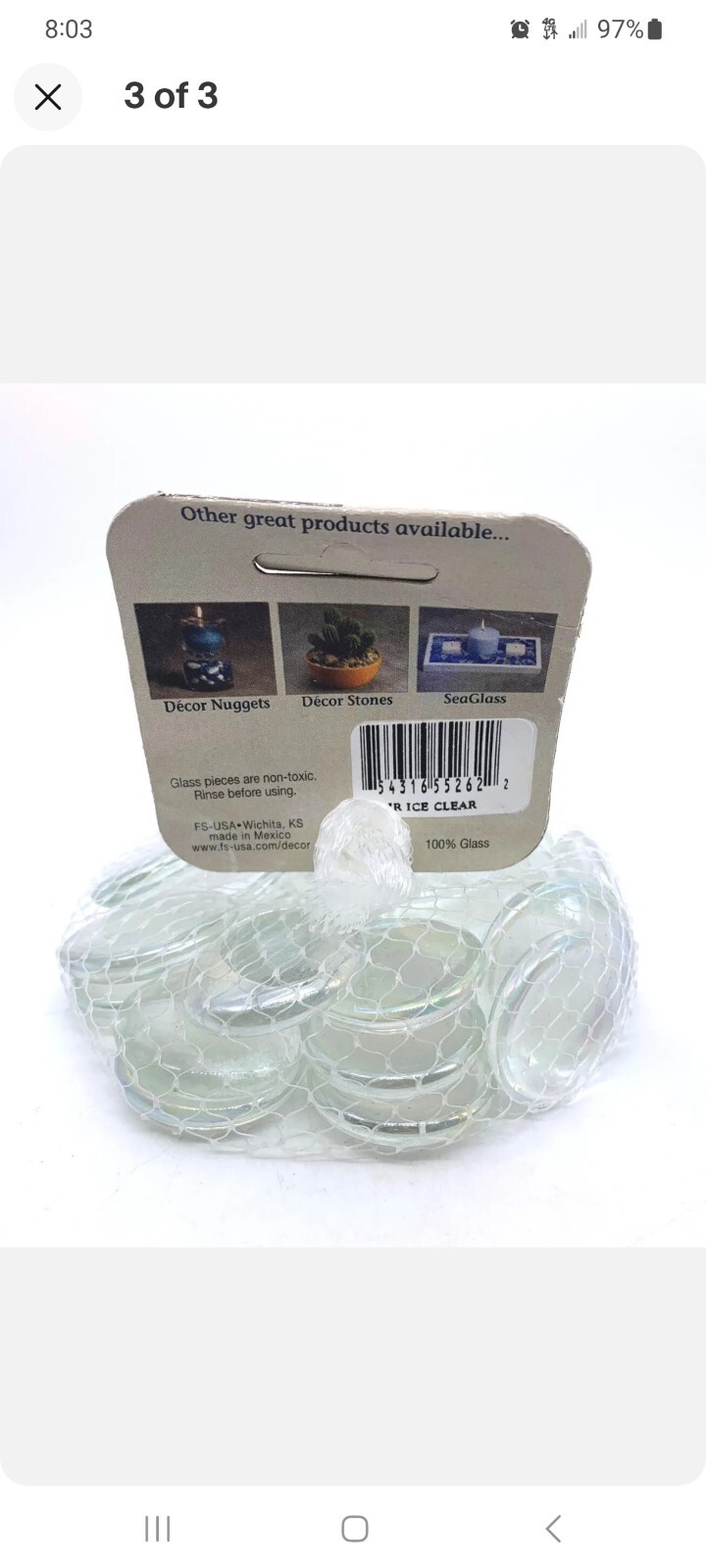 1.18 to 1.5″ Ice Clear Round Large Flat Iridescent Glass Gems Mega Marbles Vacor