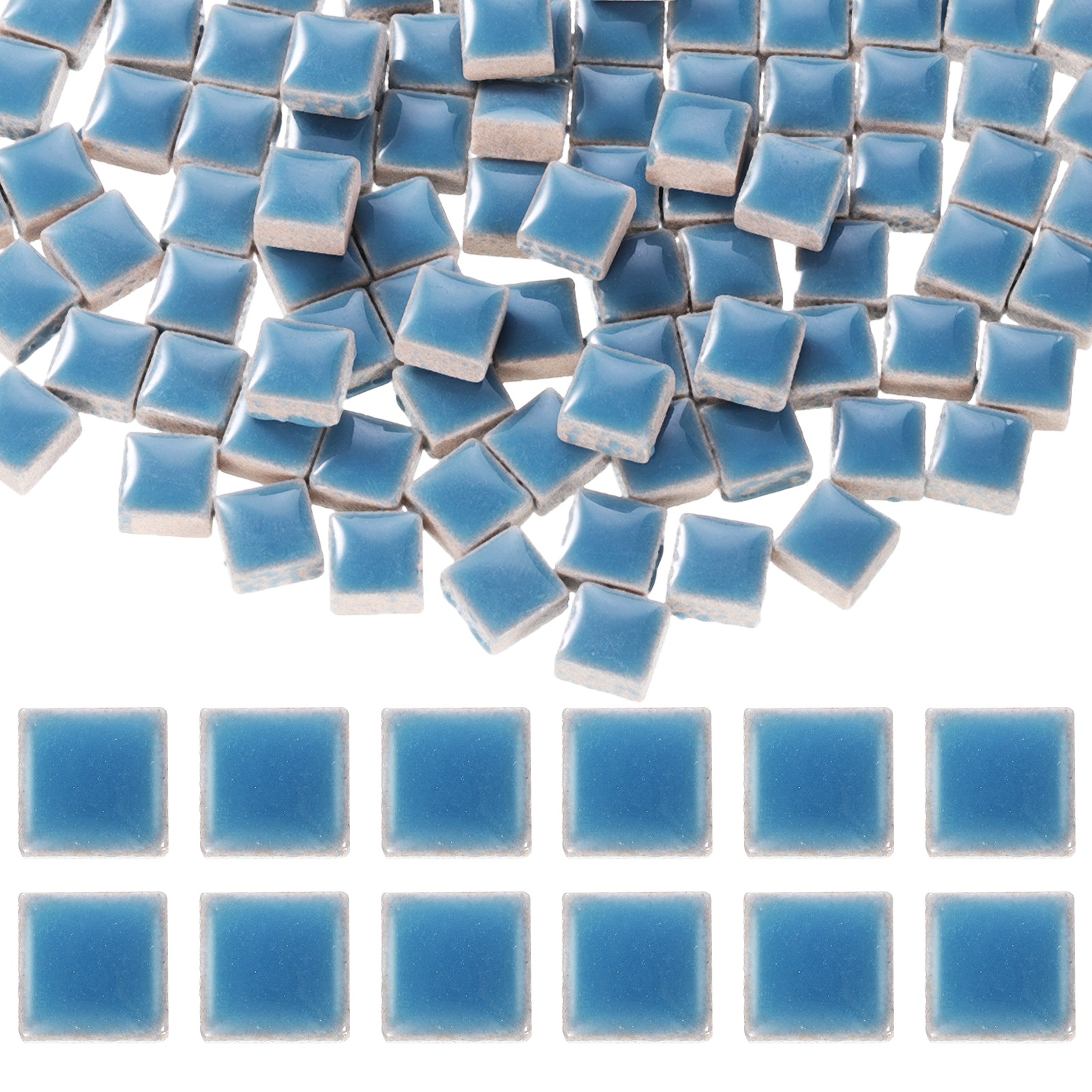 10mm Square Mosaic Tile, 300g Ceramic Mosaic Tile Bulk, Sky Blue