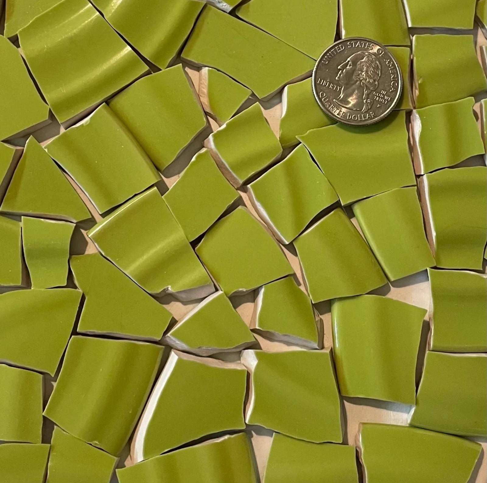 Mosaic Tile Art and Craft Supply – Bright Chartreuse Green Broken Tiles E723