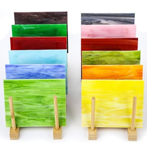 12 Sheets Opaque Stained Glass Variety Pack – 4×6″ Mosaic Tiles for Crafts, Asso