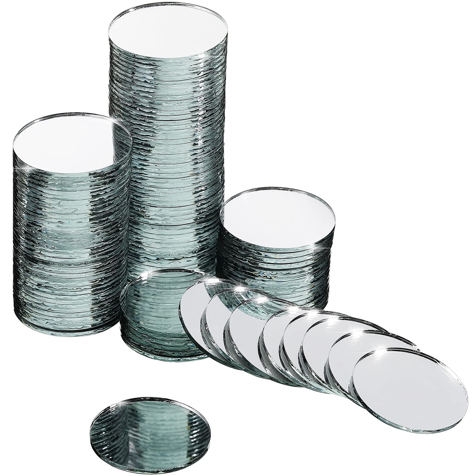 120 Pieces 1 Inch Small Round Glass Mirrors Circle Glass Mirror Tiles Pieces …