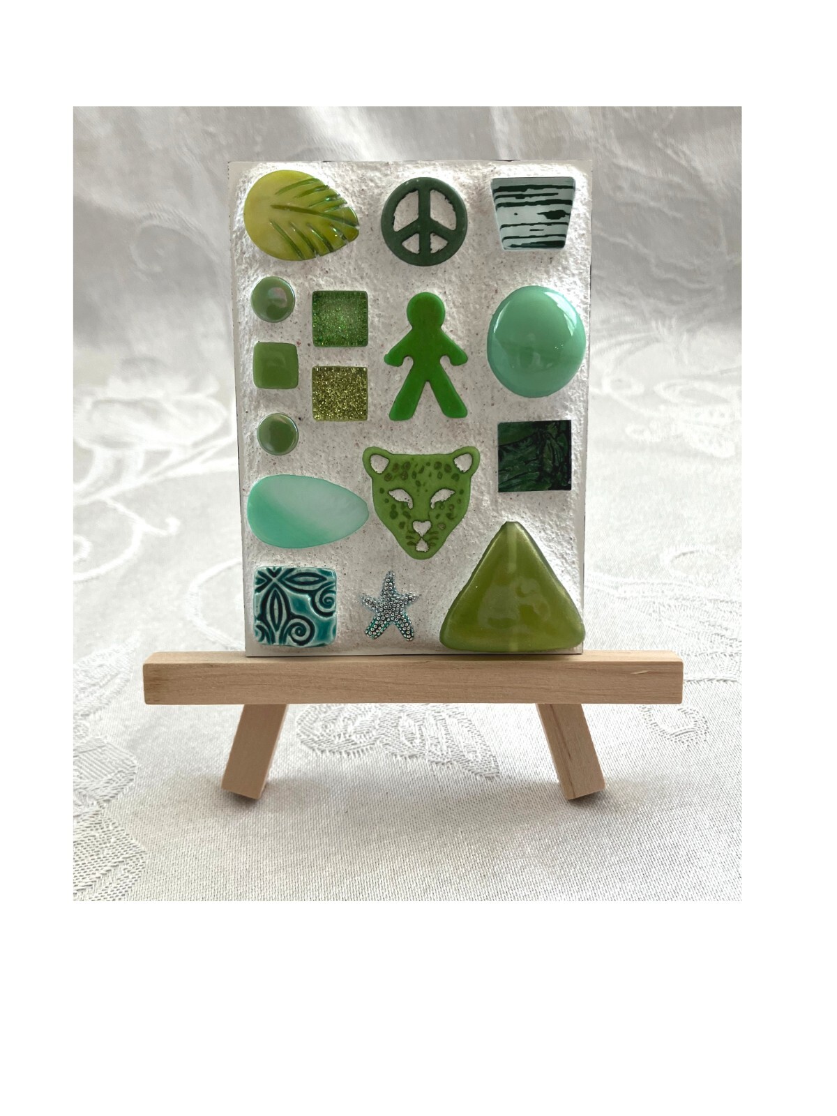ACEO Mosaic Art Piece – Shades of Green