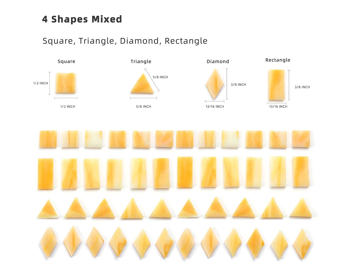 Lanyani Glass Mosaic Tiles for Art Crafts,4 Shapes Mixed Tiffany Stained Glas…
