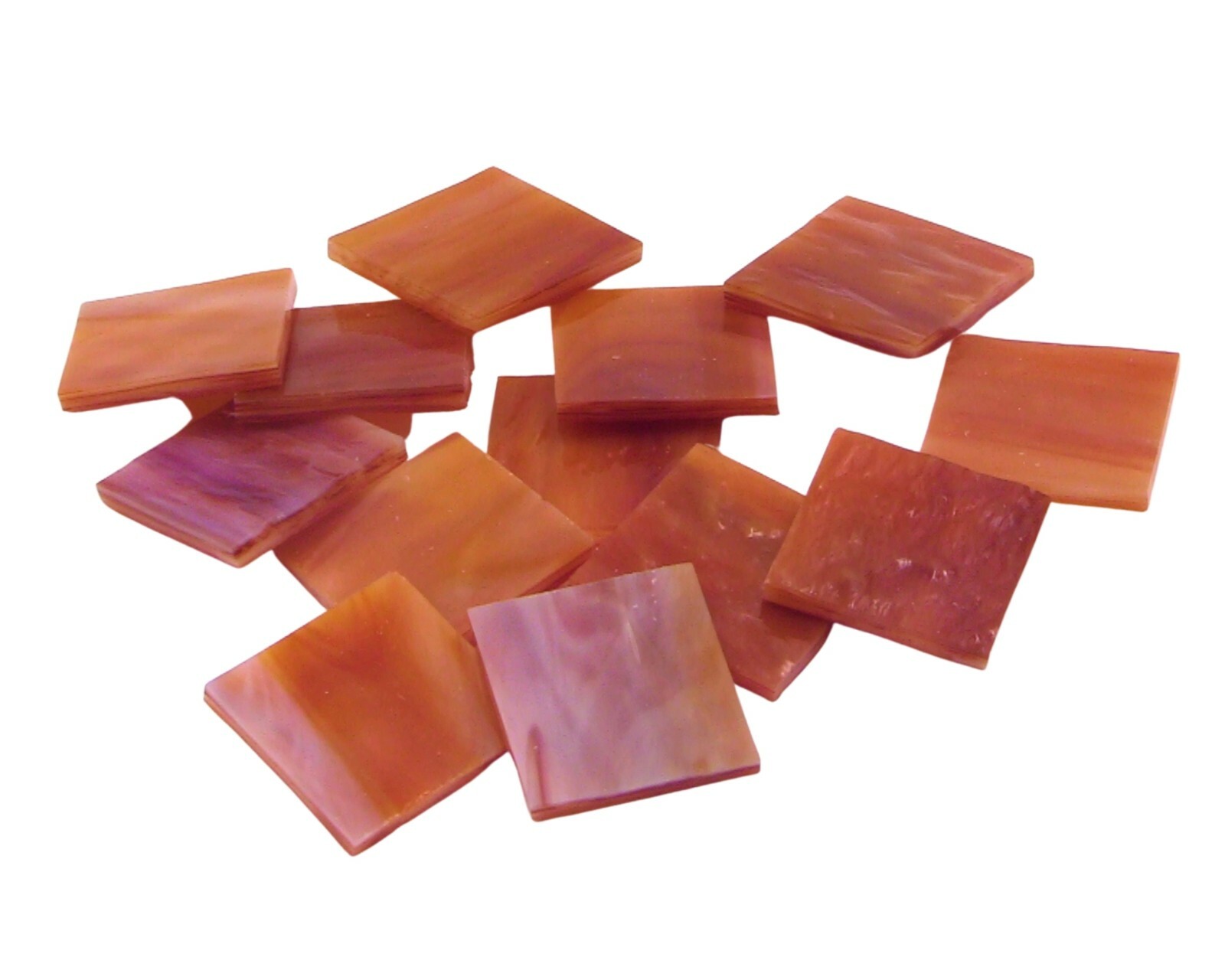 500 Red Pearl Opal 1/2″ Square Hand Cut Stained Glass Mosaic Tiles