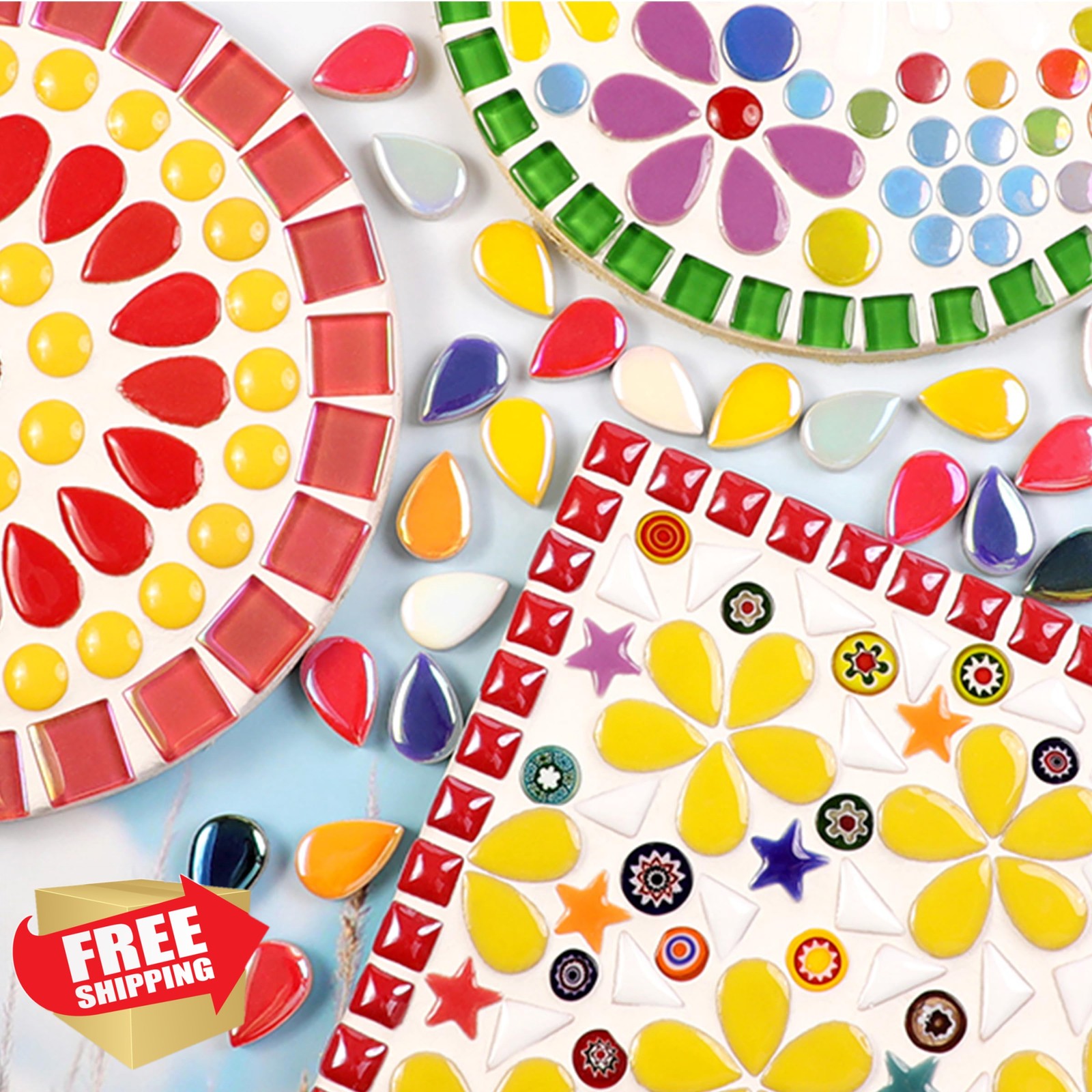 EDFLIFE Mosaic Tiles 7oz Iridescent Drop Art Crafts