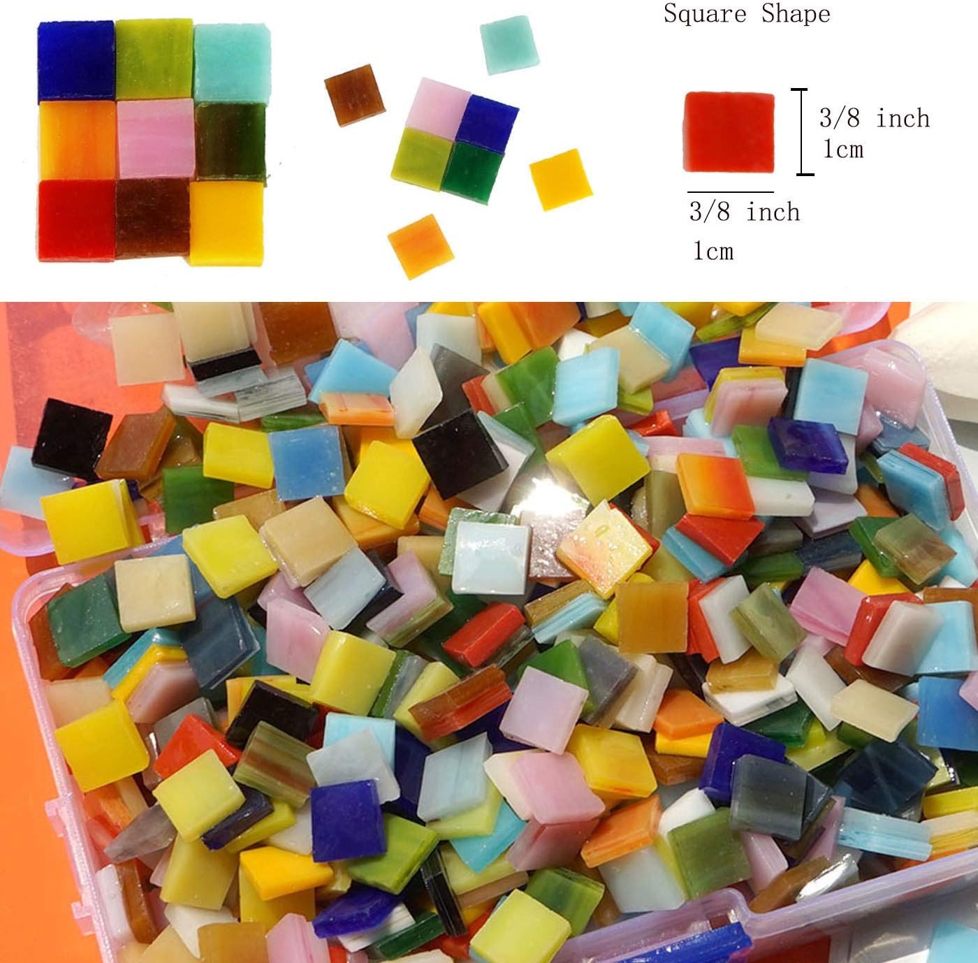 1050 Pieces Mixed Shapes Glass Mosaic Tiles for Crafts, Colorful Stained Glas…
