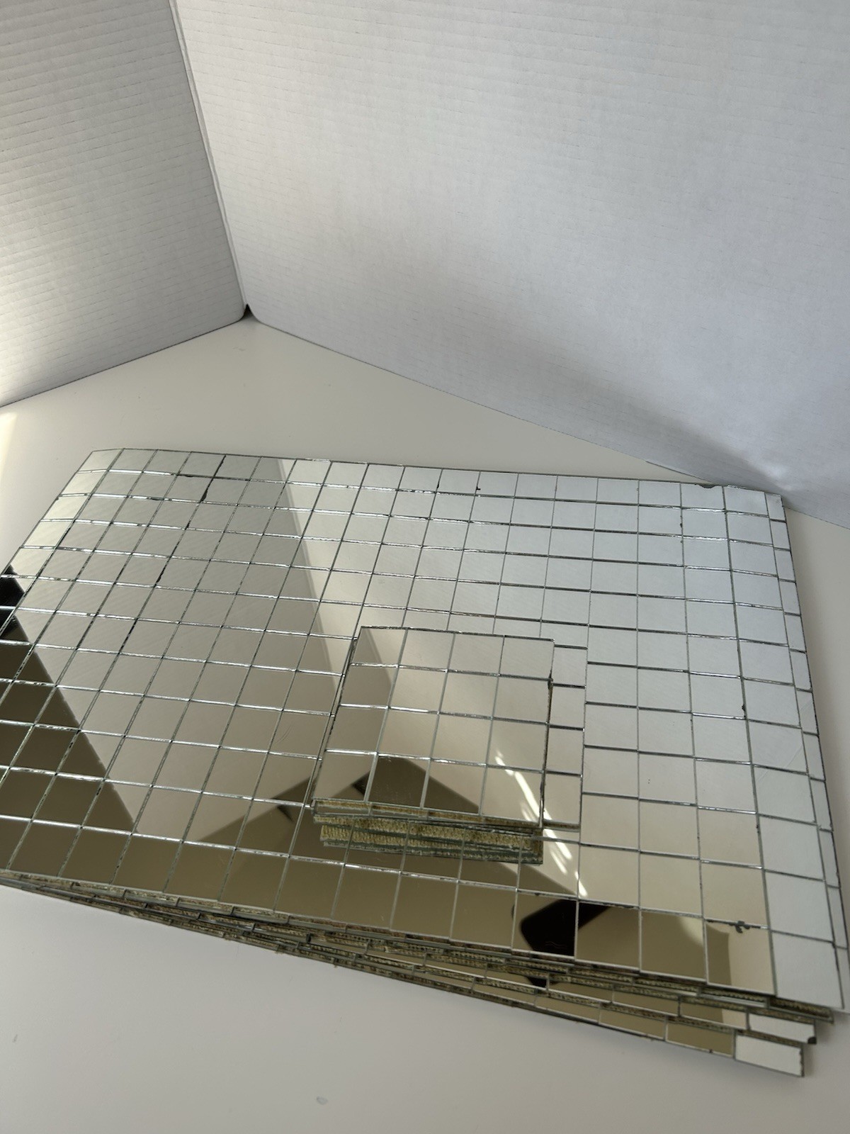 Vintage 70s mirrored Mosaic Tiles disco placemats / coasters (6 of each)