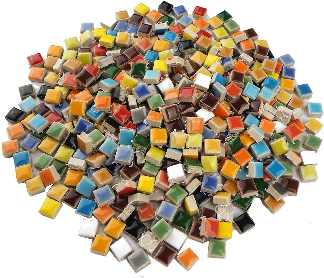 784 Pieces Colorful Tiny Square Ceramic Mosaic Tiles for Crafts, Glazed Porcelai