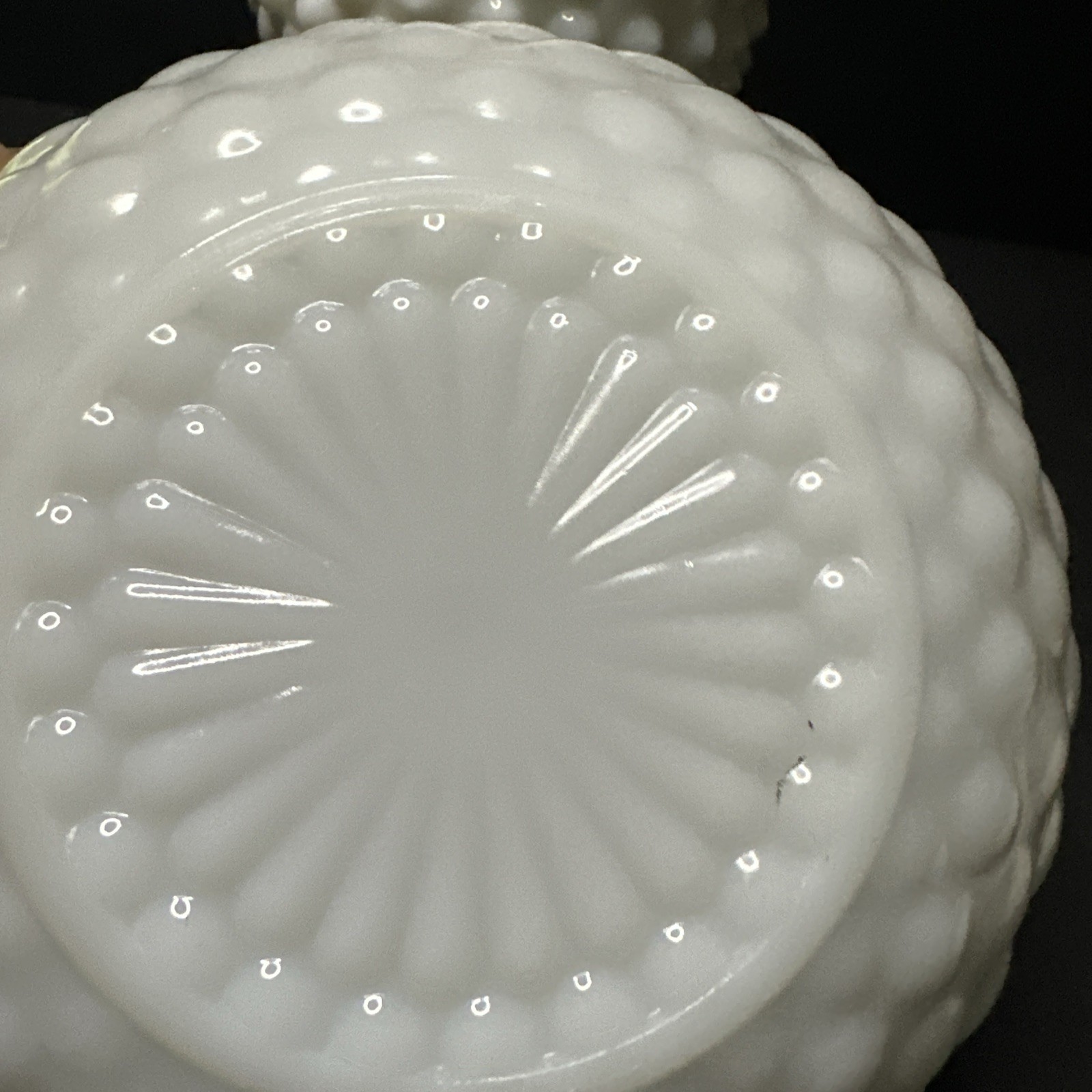 RARE set of 3 opal glass items with a hobnail pattern, manufactured by Fento#R15
